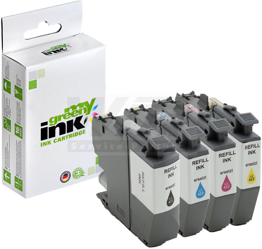 mygreen ink Tintenpatrone gelb, magenta, cyan, schwarz ersetzt Brother LC-422VAL (102790)