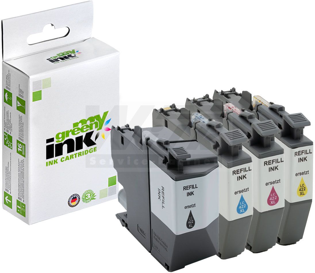 mygreen ink Tintenpatrone gelb, magenta, cyan, schwarz ersetzt Brother LC-422XLVAL (102844)