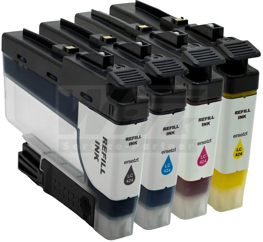 mygreen ink Tintenpatrone gelb, magenta, cyan, schwarz ersetzt Brother LC-424VAL (103100)