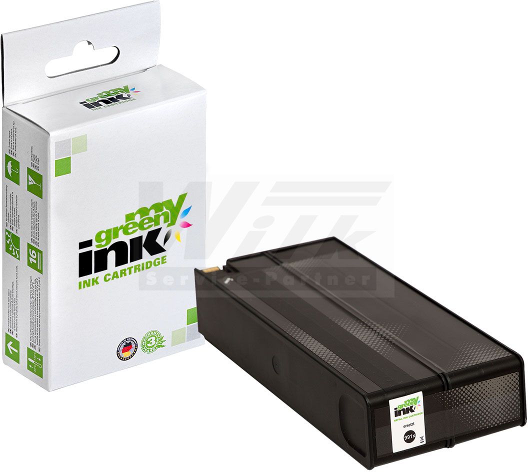 my green ink Tintenpatrone schwarz (137730) ersetzt M0K02AE, 991X
