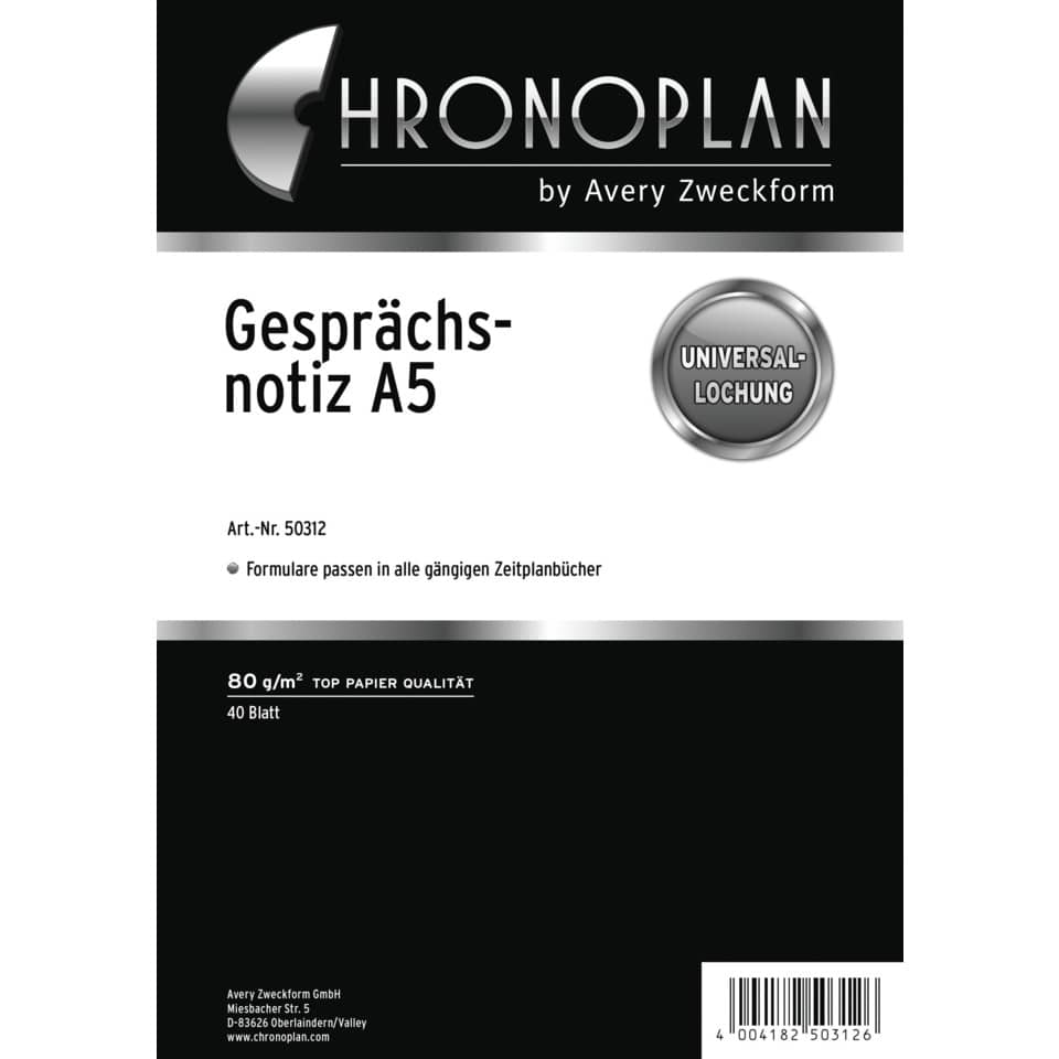 Ersatzeinlage Gesprächsnotiz, A5, 40 Blatt, weiß CHRONOPLAN 50312