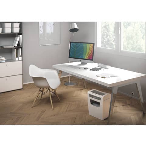LEITZ Aktenvernichter IQ Home Office - Partikelschnitt P4, 10 Blatt, weiß
