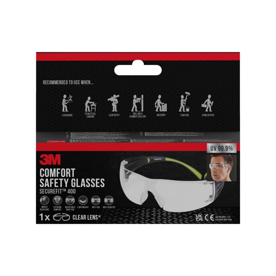 Schutzbrille SecureFit™, UV-Schutz, klar, 1 Stück 3M SF400C-1