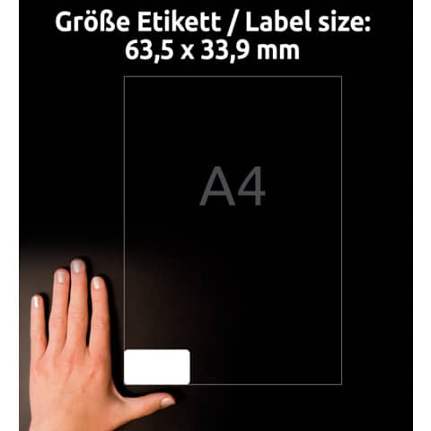 AVERY ZWECKFORM L7912-10 Ultra-Resistente Folien-Etiketten - A4, 240 Stück, 63,5 x 33,9 mm, 10 Blatt weiß