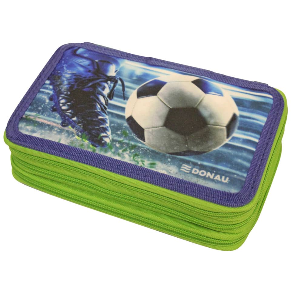 Schüleretui Fußball, 3-Stock, gefüllt DONAU 6776100-13