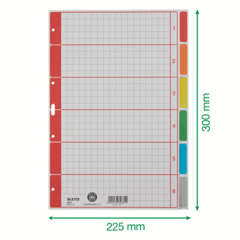 LEITZ 4350 Register - blanko, Karton, farbig bedruckt, A4, 6 Blatt