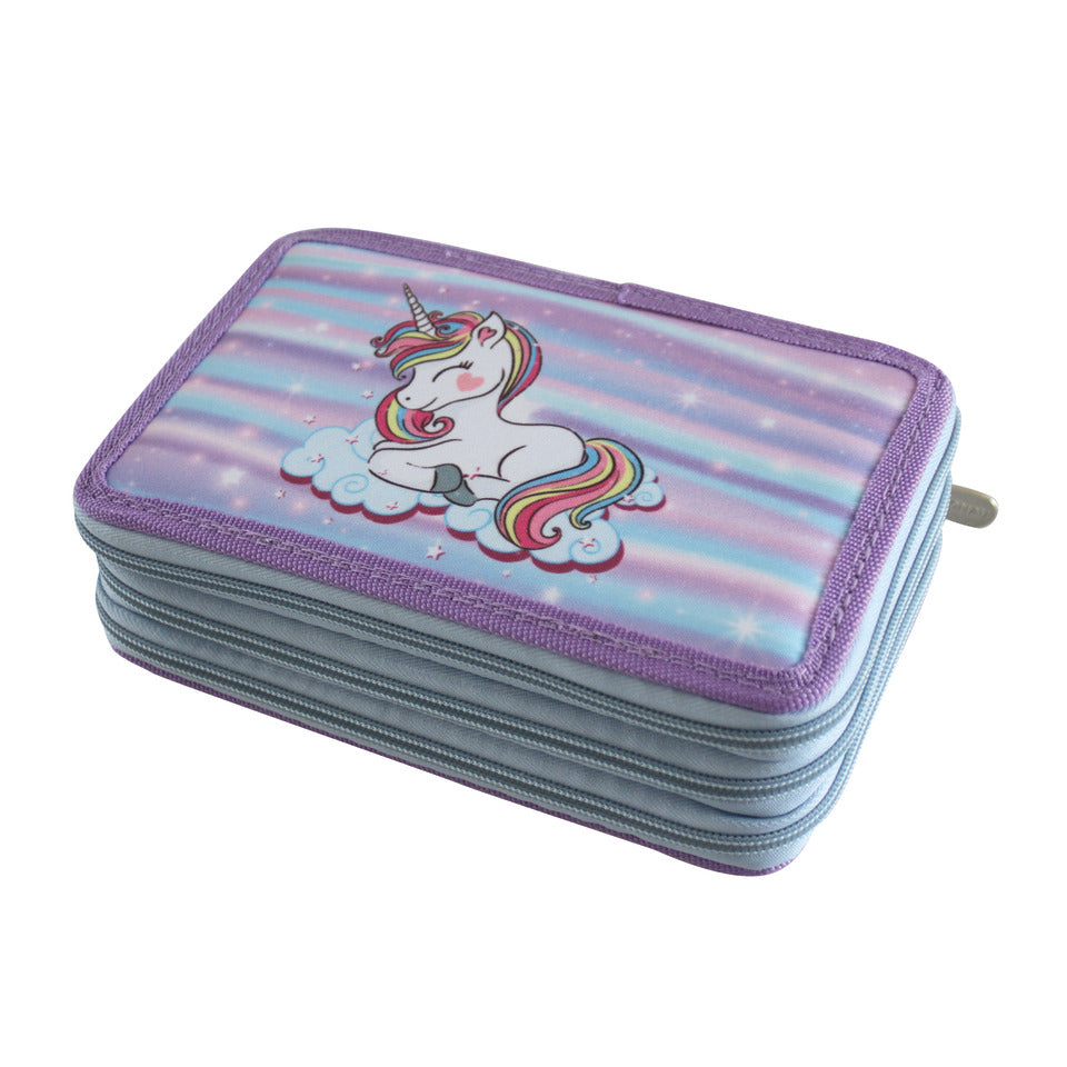 Schüleretui Einhorn, 3-Stock, gefüllt DONAU 6776100-19