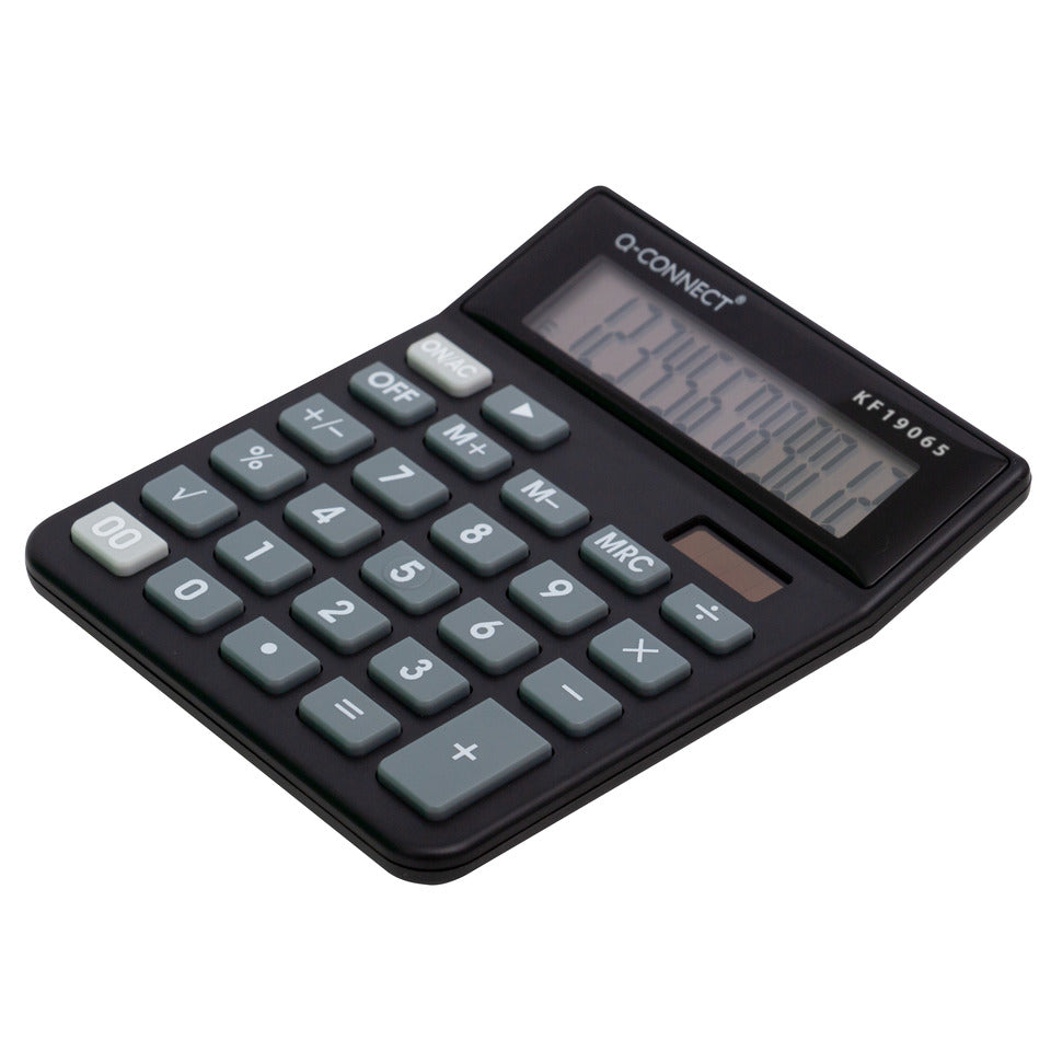 Q-CONNECT Tischrechner, 12-stellig, schwarz