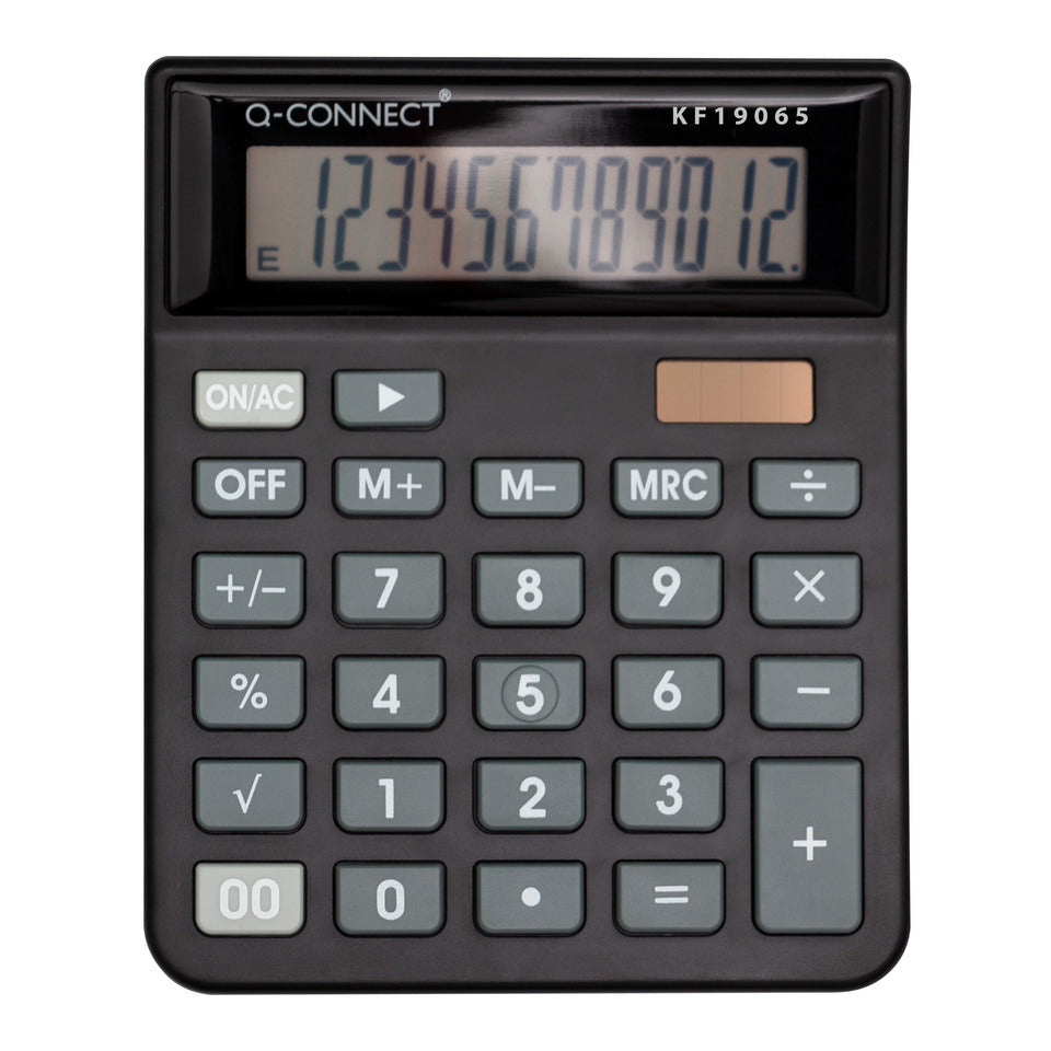 Q-CONNECT Tischrechner, 12-stellig, schwarz