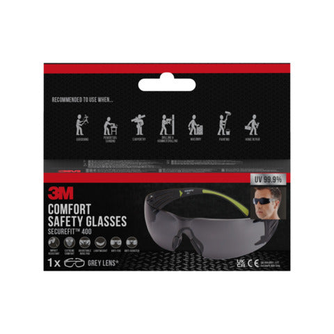 Schutzbrille Komfort grau 3M SF400G-1 Secure Fit