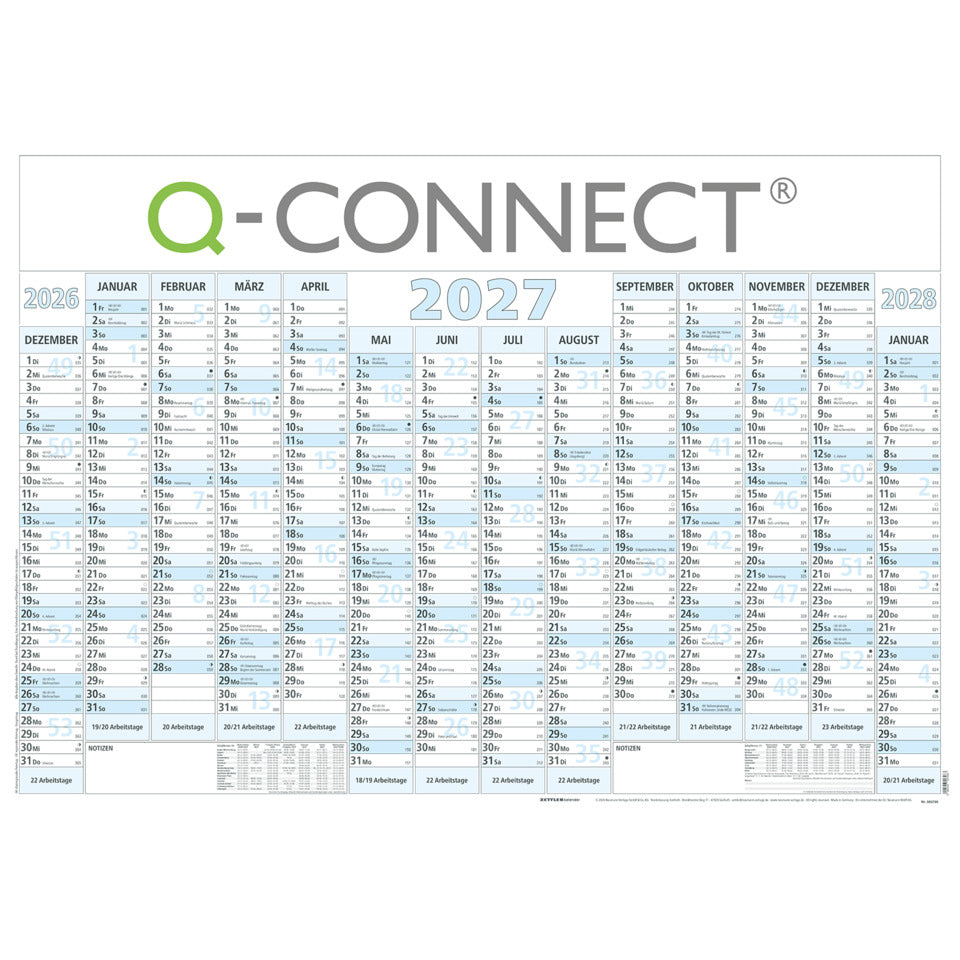 Wandplaner XL 2027, 100 x 70 cm, 14M/1S Q-CONNECT 219699