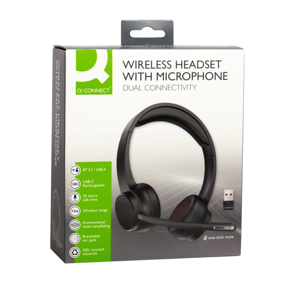 Q-CONNECT Headset mit Mikrofon Stereo kabellos, KF17050