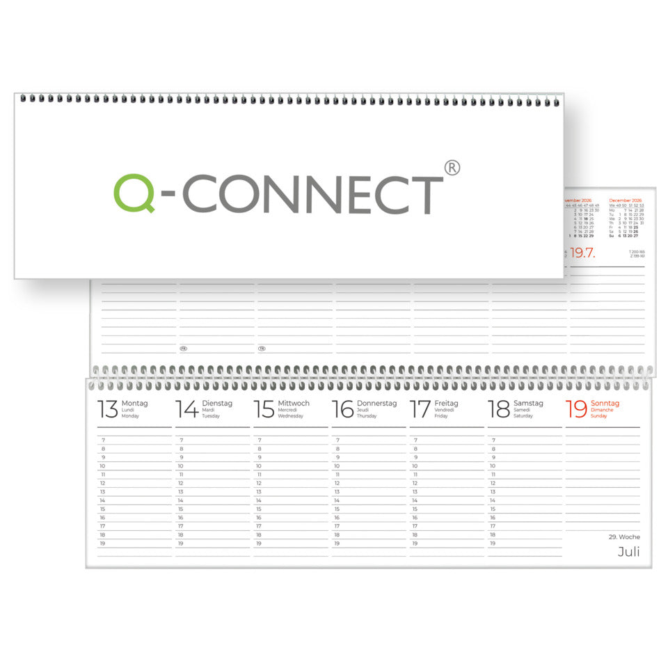 Tischkalender 2027, 29,7 x 10,5 cm, 1W/2S Q-CONNECT 219799
