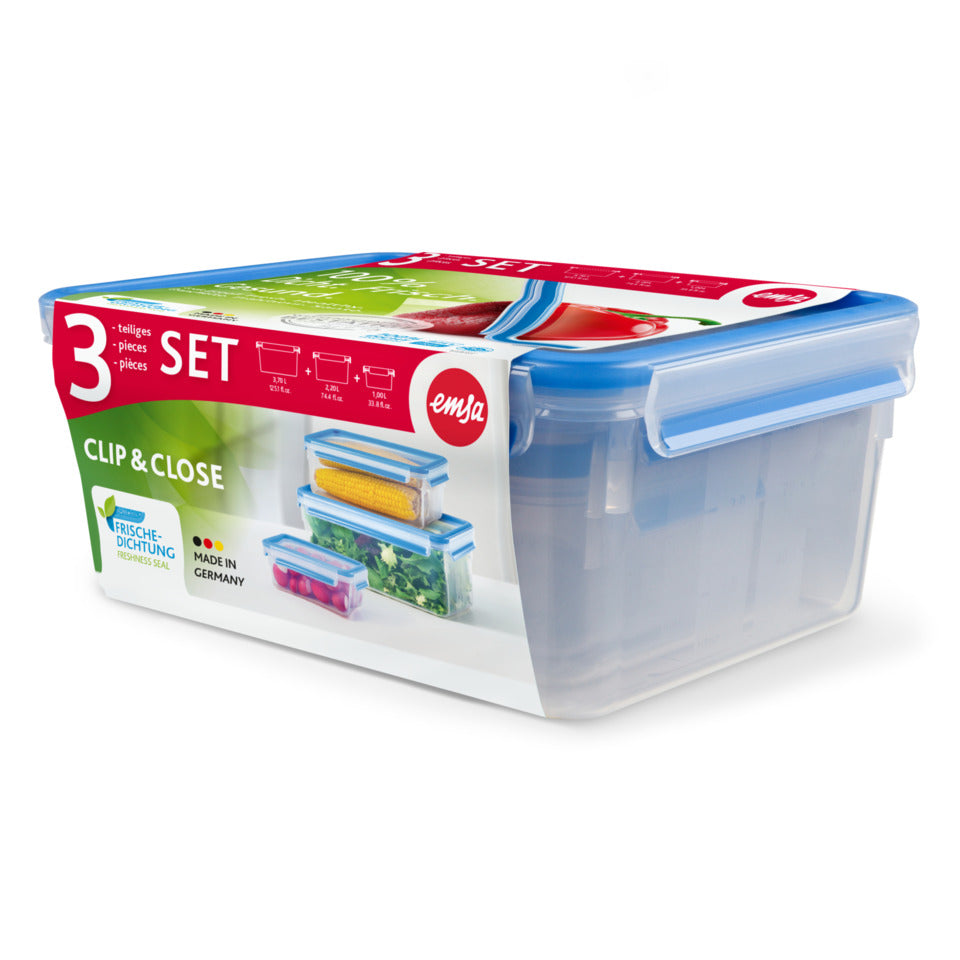 Aufbewahrungsbox Clip&Close - 3-teilig, 7 Liter, blau EMSA 508567