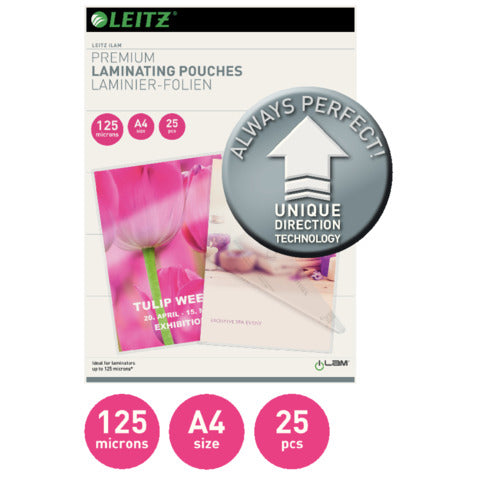 LEITZ 7482 Laminierfolie - A4, UDT, 125 mic., 25 Stück, glasklar