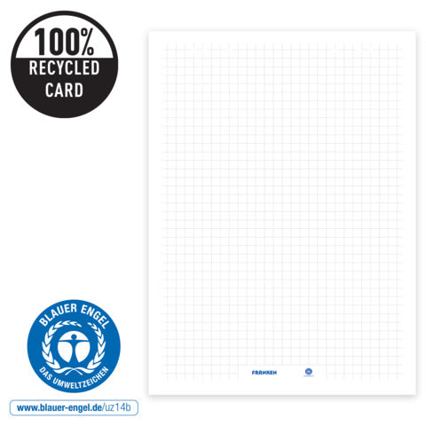 FRANKEN Flipchartblock U-Act!Line®, blanko/kariert, 680 x 990 mm, Recyclingpapier, 20 Blatt, weiß