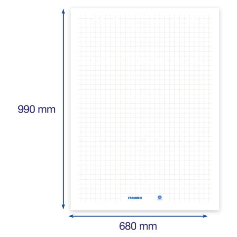 FRANKEN Flipchartblock U-Act!Line®, blanko/kariert, 680 x 990 mm, Recyclingpapier, 20 Blatt, weiß