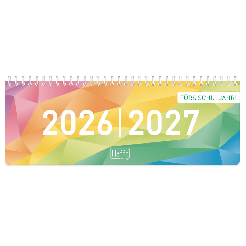 Tischkalender Rainbow 2026/27, 29,7 x 11 cm, 1W/1S HÄFFT 11153-2