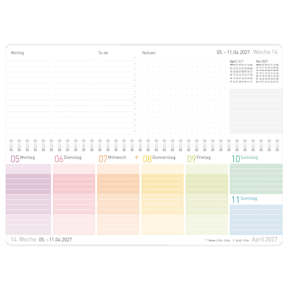 Tischkalender Rainbow 2026/27, 29,7 x 11 cm, 1W/1S HÄFFT 11153-2