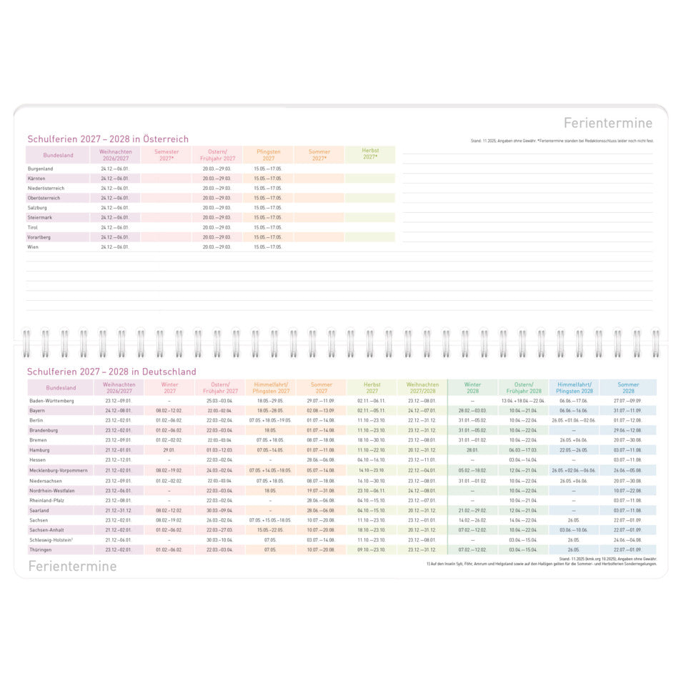 Tischkalender Rainbow 2026/27, 29,7 x 11 cm, 1W/1S HÄFFT 11153-2