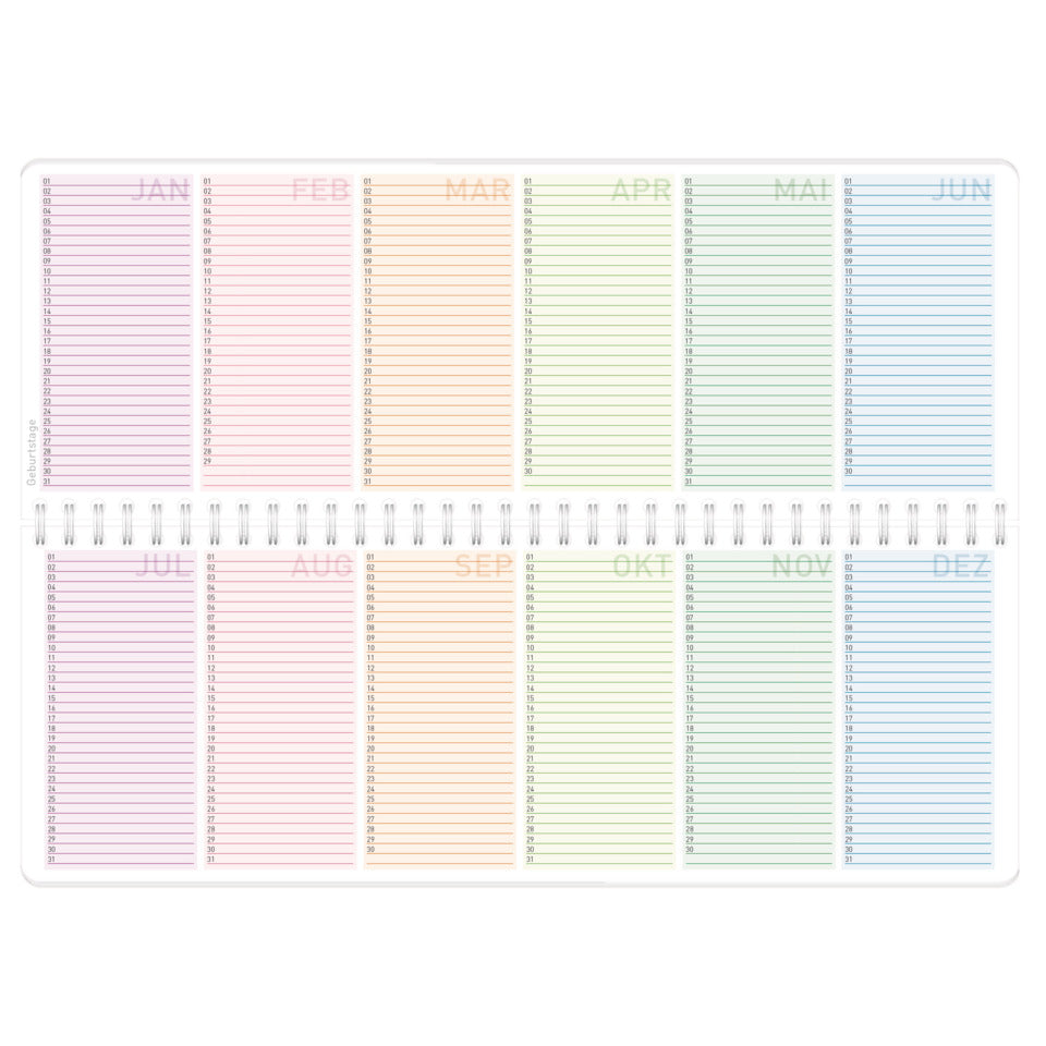 Tischkalender Rainbow 2026/27, 29,7 x 11 cm, 1W/1S HÄFFT 11153-2