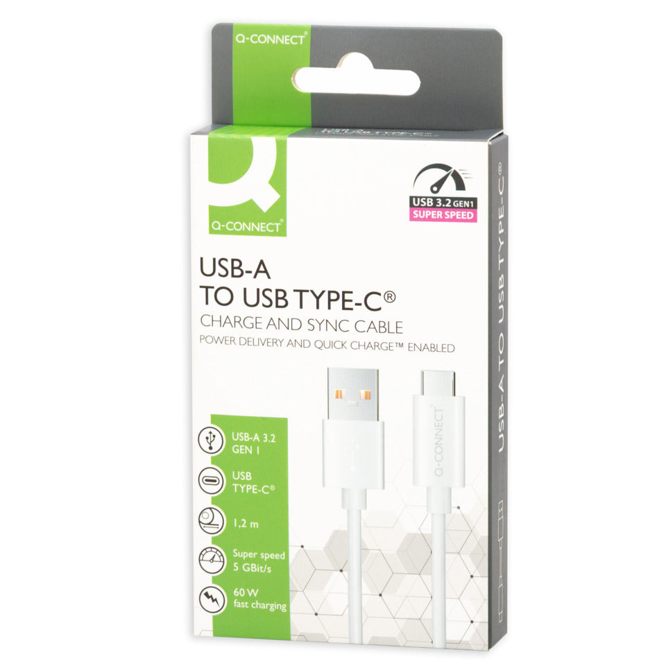 Q-CONNECT Ladekabel USB-C 3.1/USB-A 3.0 1,2m weiß