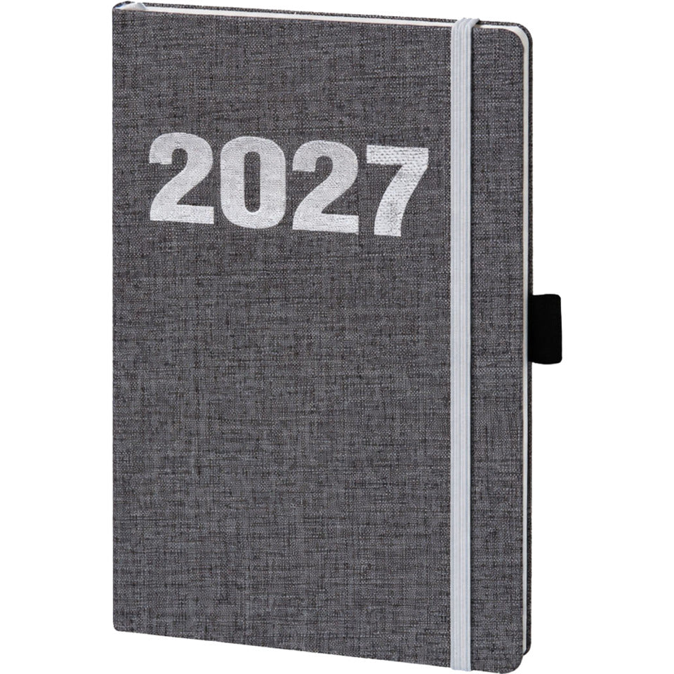 Buchkalender V-Book, A5, 1W/2S, Leinenoptik, grau BSB 02-0289