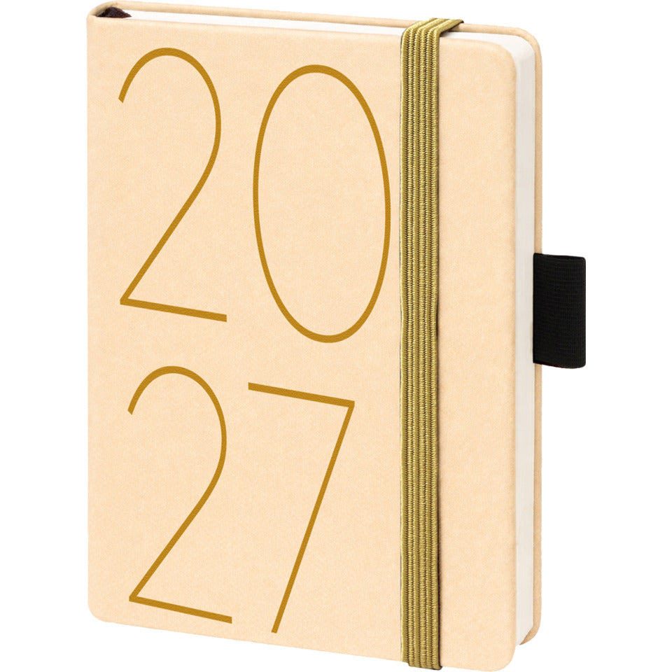 Buchkalender V Book 2027, A6, 57 Blatt, Kunstleder, 1W/2S, beige BSB 02-0360