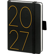 Buchkalender V Book 2027, A6, 57 Blatt, Kunstleder, 1W/2S, schwarz BSB 02-0361