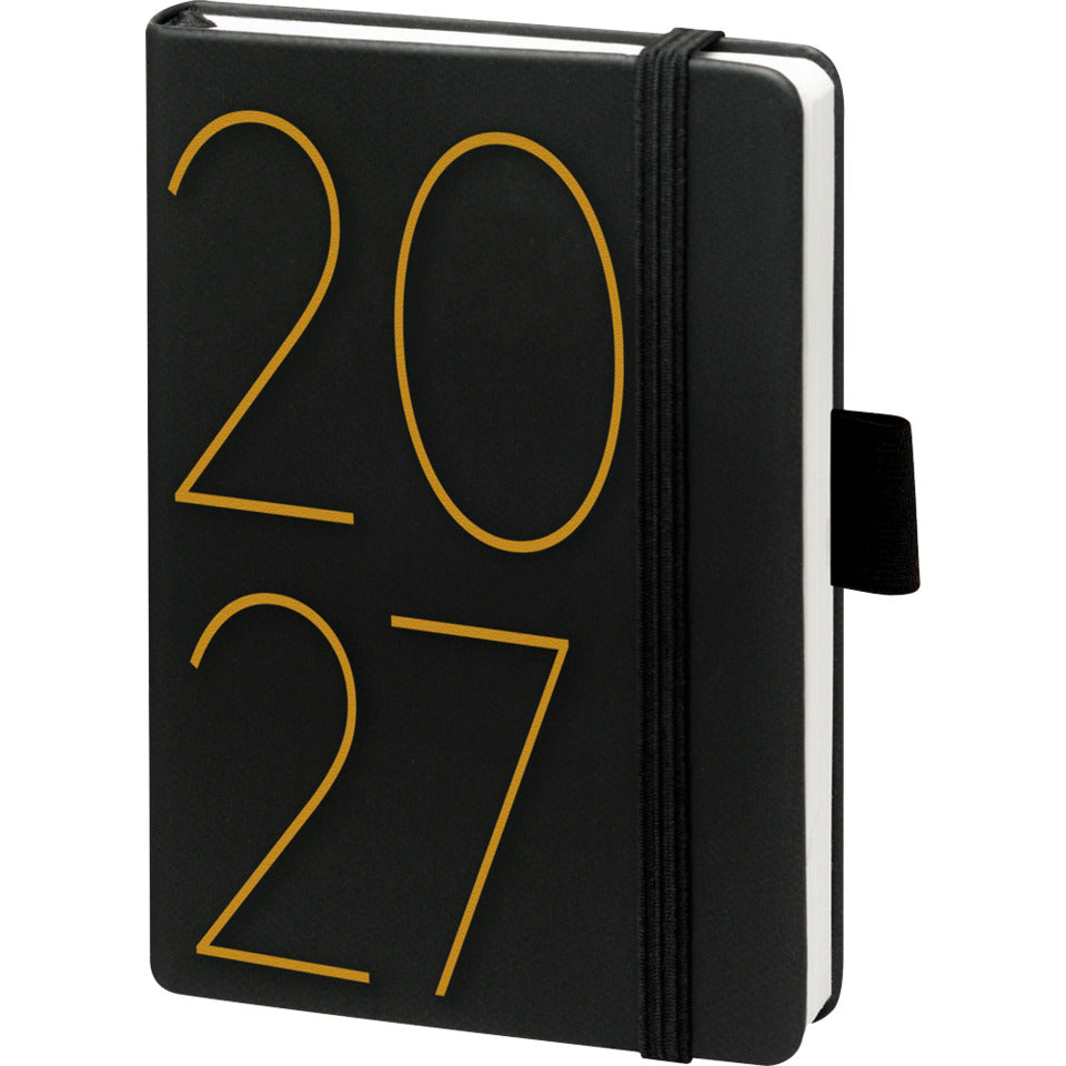 Buchkalender V Book 2027, A6, 57 Blatt, Kunstleder, 1W/2S, schwarz BSB 02-0361
