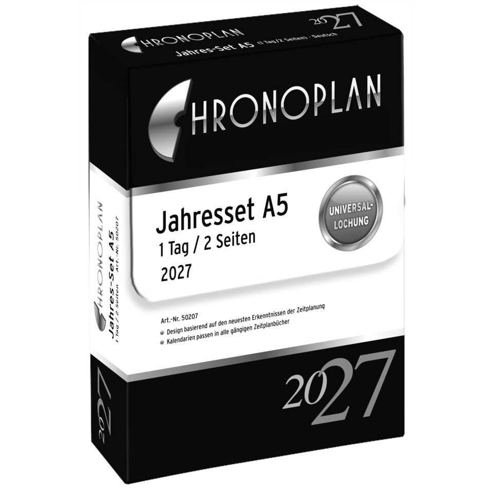 Ersatzkalendarium Jahres-Set 2027, A5, 80g/m², 1T/2S, weiß CHRONOPLAN 50207