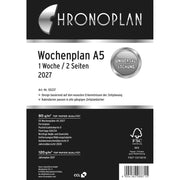 Ersatzkalendarium Wochenplan 2027, A5, 80g/m², 1W/2S, weiß CHRONOPLAN 50237