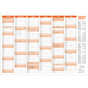 Wandkalender 2027, A4 quer, 250g/m², 6M/1S RNK 2912/27