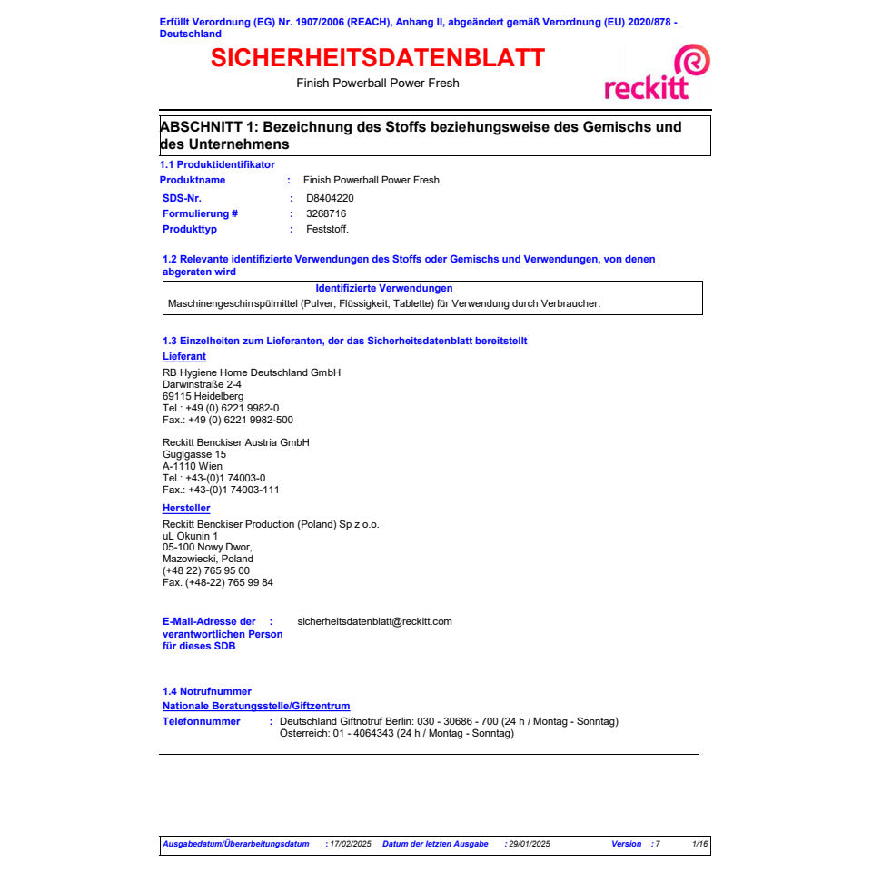 Geschirrspültabs Power Fresh, 93 Stück FINISH 3338182