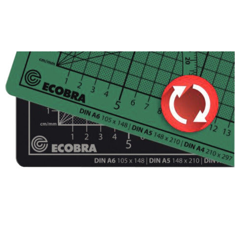 Schneidematte, 900 x 600 mm, bedruckt mit 10-und 50 mm-Teilung, 5-lagig, grün/schwarz ECOBRA 709060