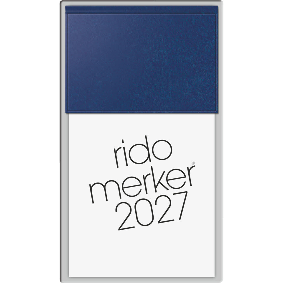 Tagesblock Merker 2027, 10,8 x 20,1 cm, 1T/1S, Kunststoff, dunkelblau RIDO 7035003387