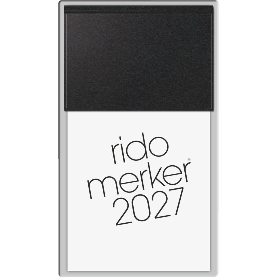 Tagesblock Merker 2027, 10,8 x 20,1 cm, 1T/1S, Kunststoff, schwarz RIDO 7035003907