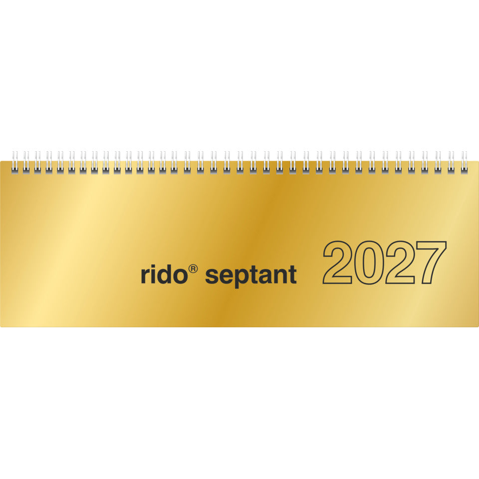 Tischkalender septant 2027 quer, 30,5 x 10,5 cm, 1W/2S, Kunststoff, gold RIDO 7036121917