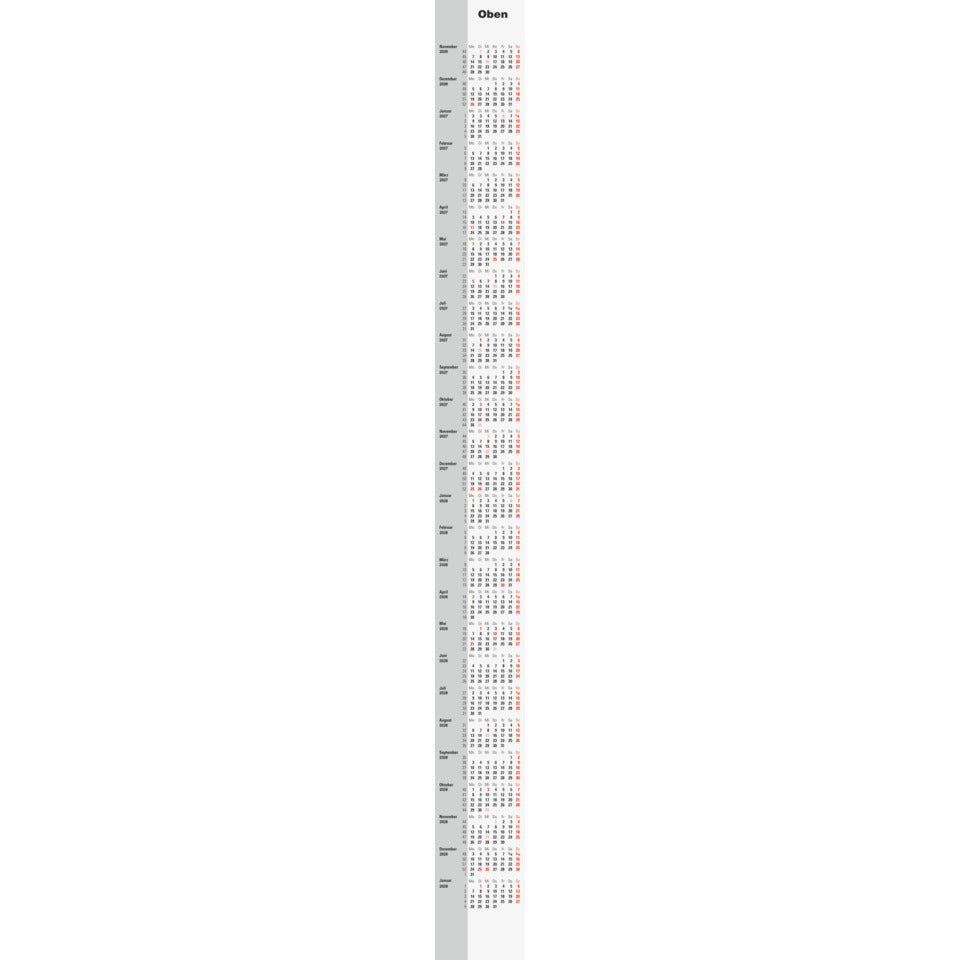 Ersatzkalendarium 3-Monats-Kalender 2027/28, 94 x 1320 mm RIDO 7038100007
