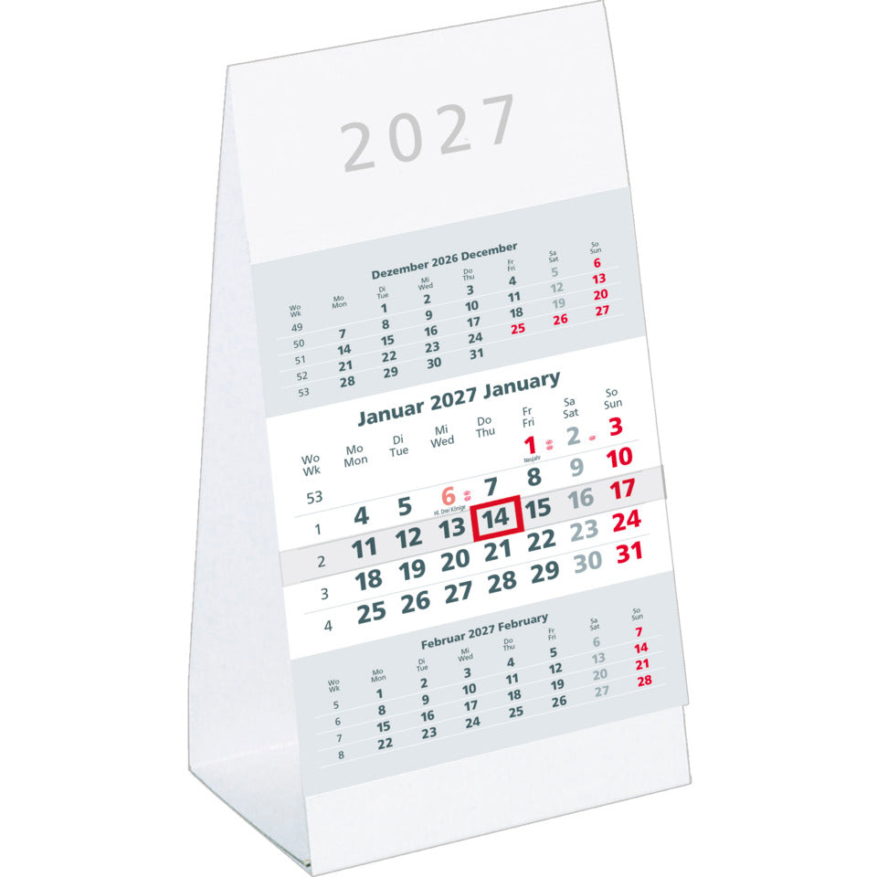 Tischaufstellkalender 2027, 9,5 x 19,5 cm, 3M/1S ZETTLER 150900