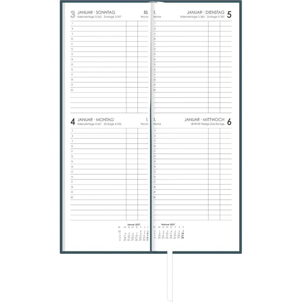Pultkalender 2027, 10,5 x 29,5 cm, 2T/1S, anthrazit ZETTLER 146300