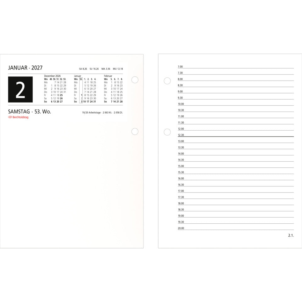 Umlegekalender 2027, 10,5 x 14,2 cm, 1T/2S ZETTLER 161700