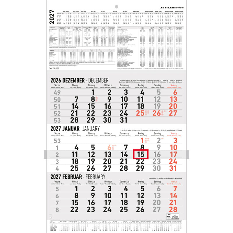 Wand-,Wandkalender Auslagen-Display und Bastelkalender