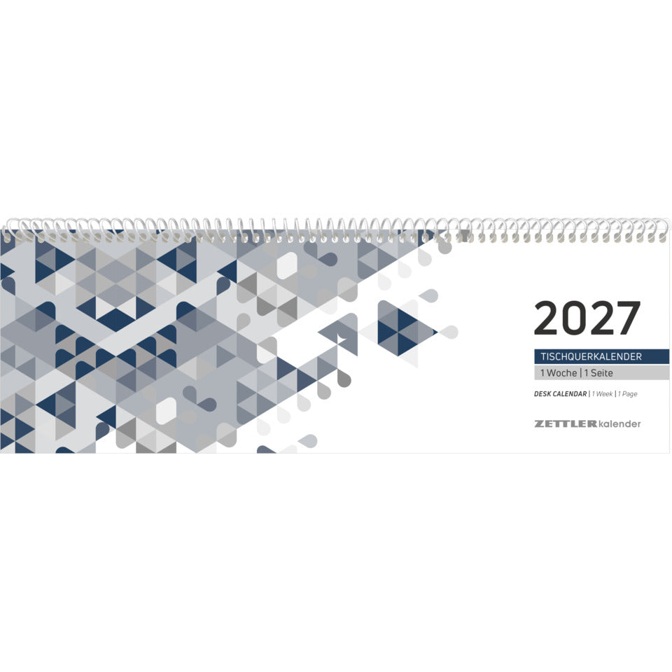 Tischkalender 2027, 26,6 x 9,9 cm, 1W/1S, blau ZETTLER 143000