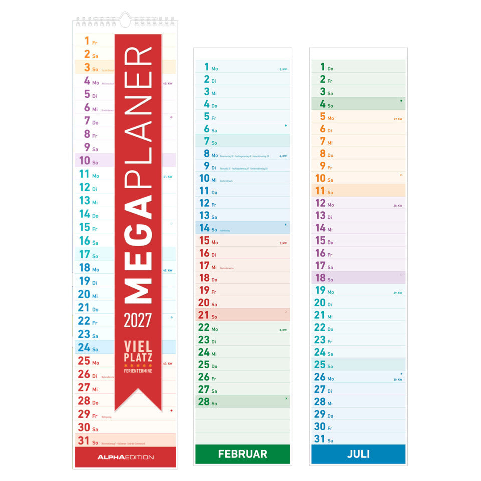 Streifenkalender Megaplaner, 15 x 64 cm ALPHA 163101