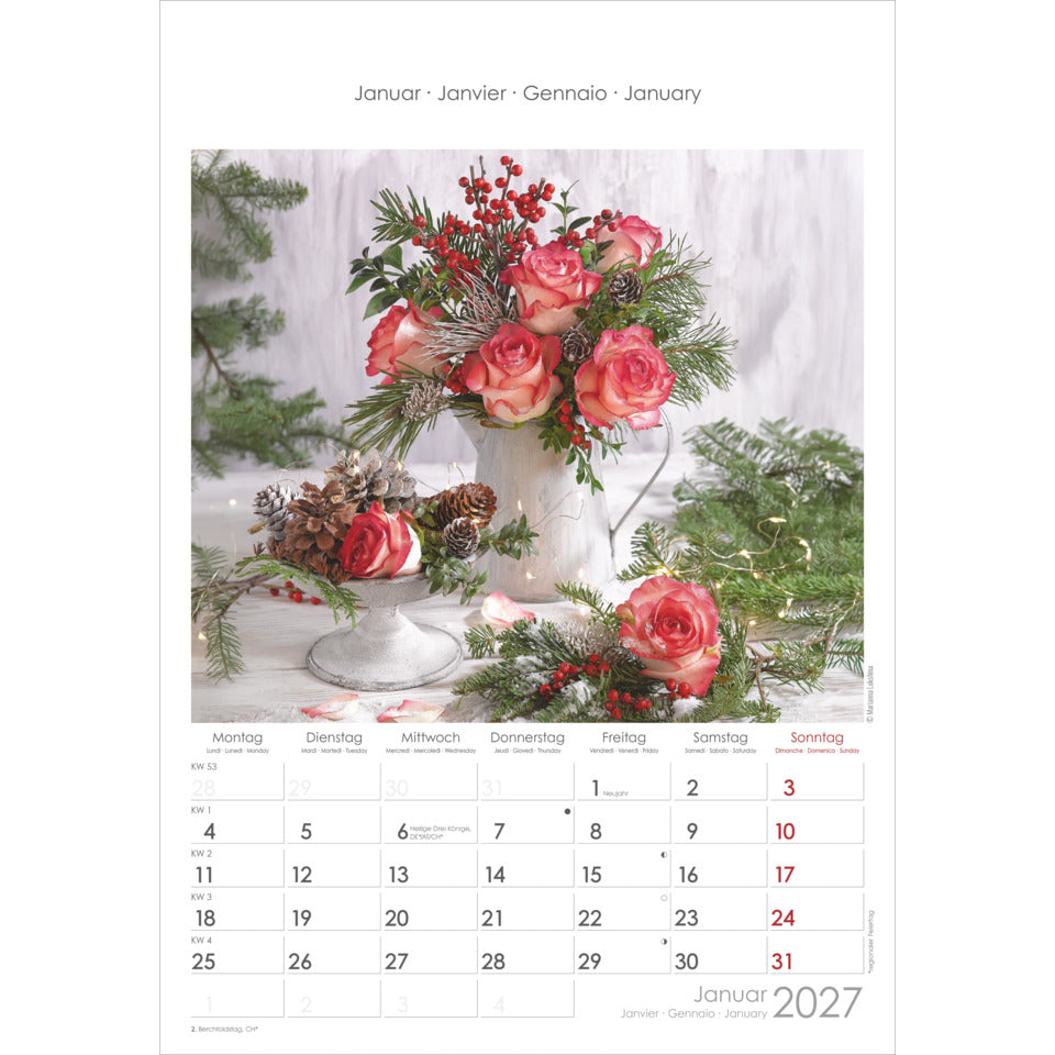 Bildkalender Rosenträume, 23,7 x 34 cm, 1M/2S ALPHA 108601