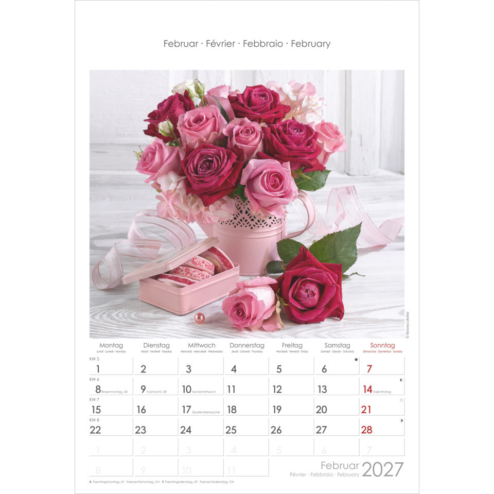 Bildkalender Rosenträume, 23,7 x 34 cm, 1M/2S ALPHA 108601