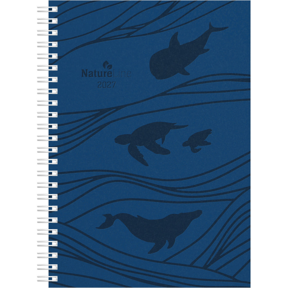 Spiralbuchkalender Nature Line Ocean 2027, 150 x 210 mm, 1W/2S, blau ALPHA 138701