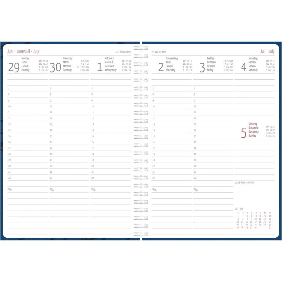 Spiralbuchkalender Nature Line Ocean 2027, 150 x 210 mm, 1W/2S, blau ALPHA 138701