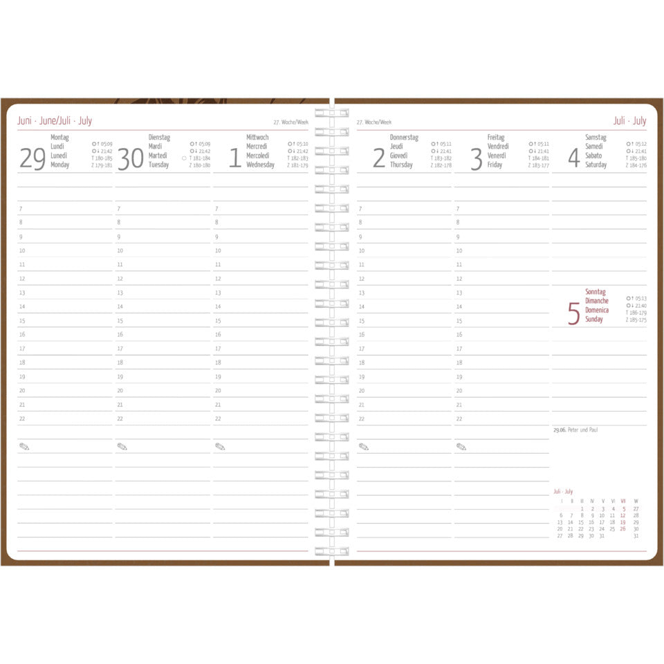 Spiralbuchkalender Nature Line Pine 2027, 150 x 210mm, 1W/2S, dunkelgrün ALPHA 138801